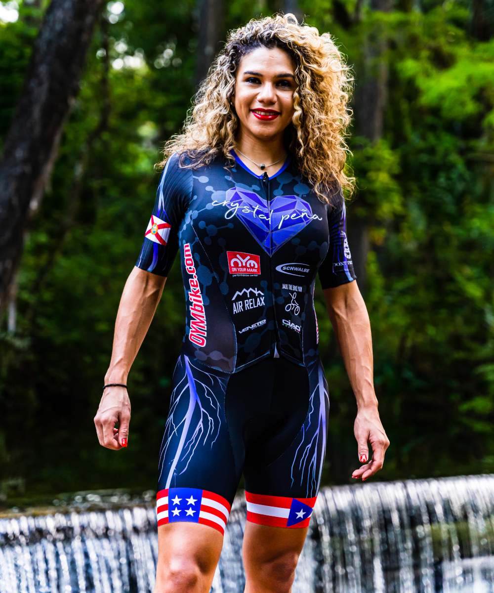 The Crystal Peña Women's Mountain Biking Pro partners with Veneto and Ciao clothing company.
